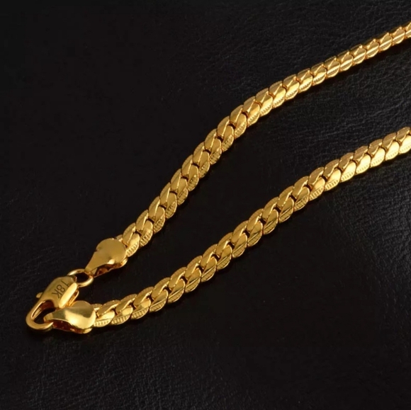 18K Gold Plated Women Men Necklace Chain - Picture 3 of 8